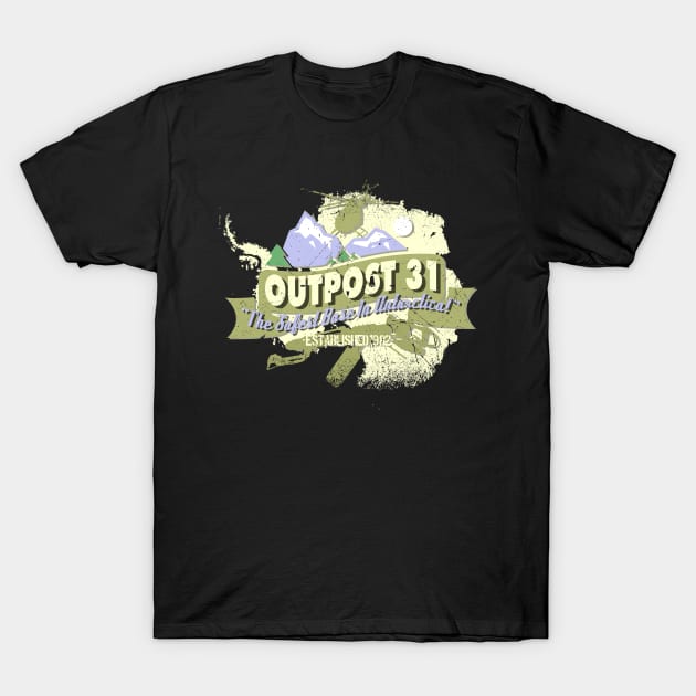 Outpost 31 "The Safest Place In Antarctica!" T-Shirt by GodsBurden